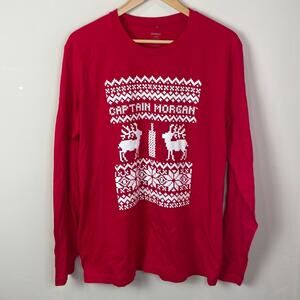 Captain Morgan Holiday Long Sleeve Red Graphic T shirt - Size L